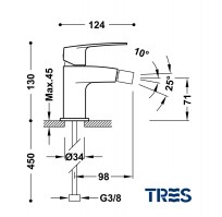 MEDIDAS MONOMANDO BIDE FLAT TRES